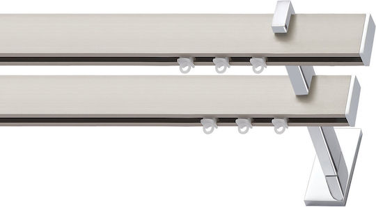 Viometale Cosmos Jessica Duo Two-Way Curtain Track Metallic In Silver Colour 360cm 22.A1.360.P7