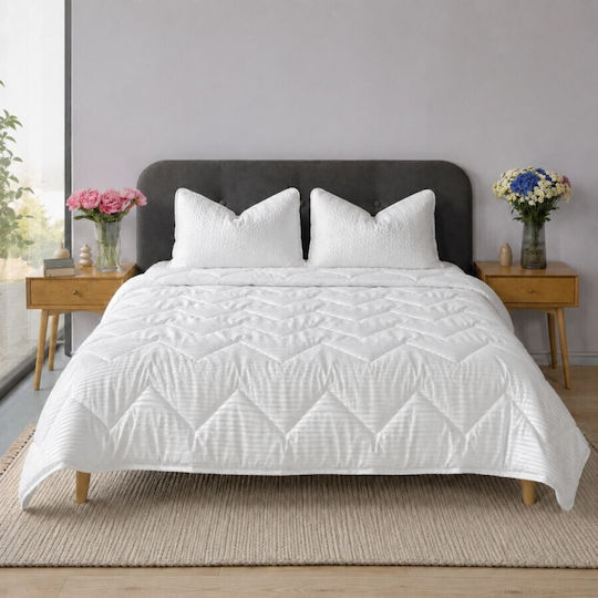 Pucioasa Set De Husă De Pătură Dublă Cu Umplere Din Microfibra 200x215cm Alb 3 Bucăți 170 GSM