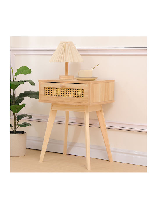 Κομοδίνο Scandy Ξύλινο Μπεζ 48x36x55cm