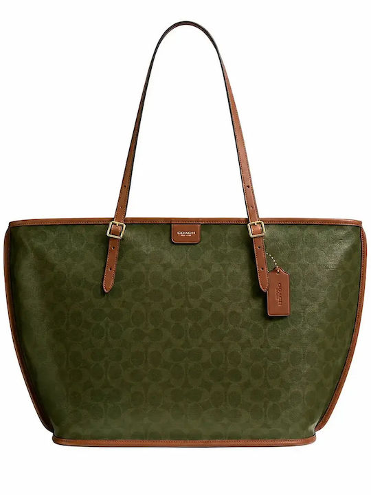 Coach Текстилна Дамска Чанта Тоут За Ръка Кафява