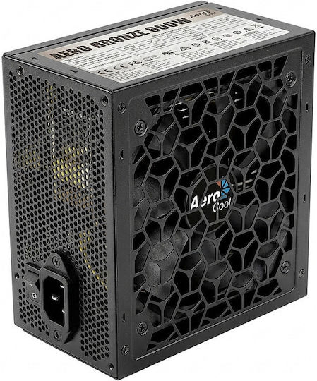 Aerocool Aero Bronze 600W Μαύρο Τροφοδοτικό Υπολογιστή Full Wired 80 Plus Bronze