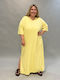 Summer Maxi T-Shirt Dress with Tearing Yellow
