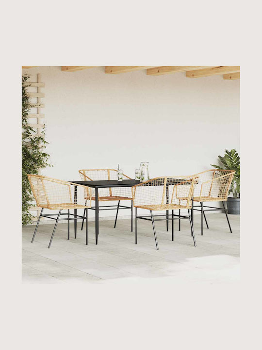 Garten- und Outdoor-Möbelsets Typsatz Speisesaal 5 Stück Kaffee mit Kissen