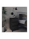 Wooden Bedside Table with Black Metal Legs 40x35x69cm