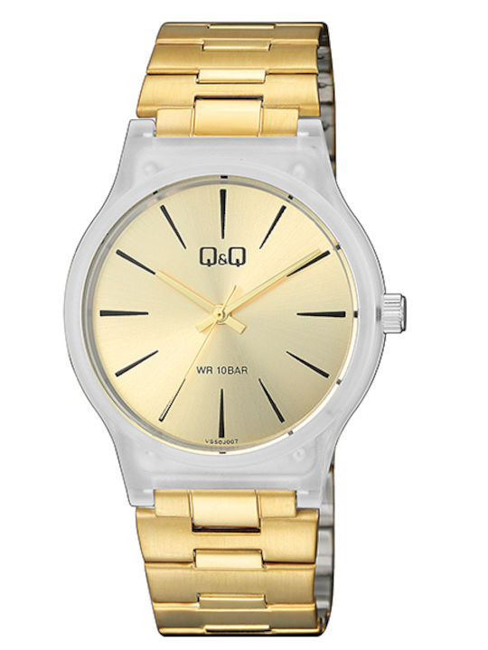 Q&Q Мъжки Часовник 38mm На Батерия с Златиста М...