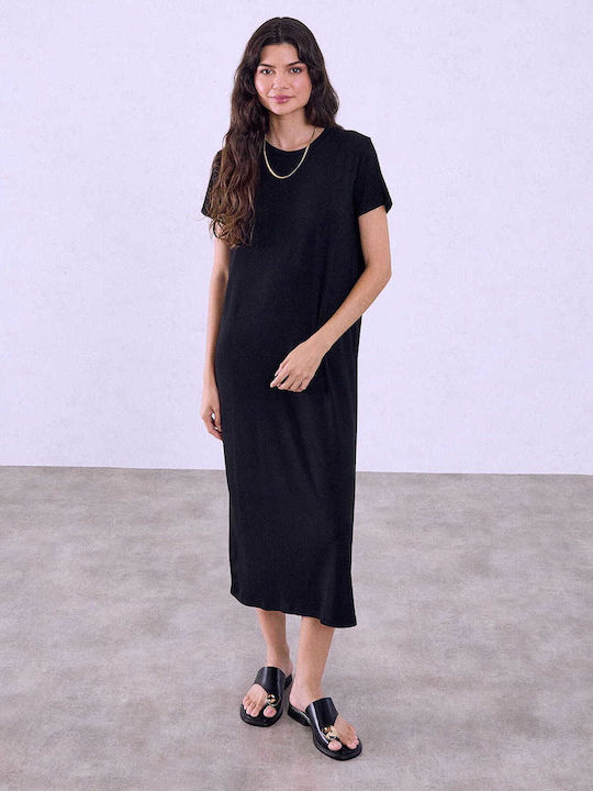 Celestino Rochie de Damă Elastică Midi Neagră