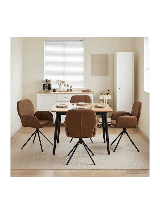 Dining Armchairs With Genuine Brown Leather 4 Pieces 54x55x86cm