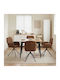 Dining Armchairs With Genuine Brown Leather 4 Pieces 54x55x86cm