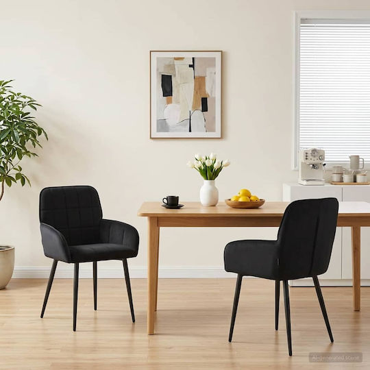 Velvet Black Dining Armchairs 2 Pieces 57x50x85 cm