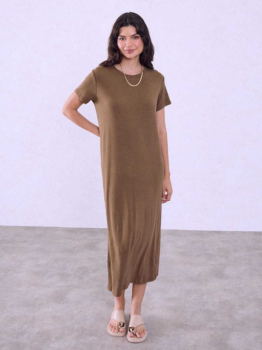 Celestino Rochie de Damă Elastică Midi Maro