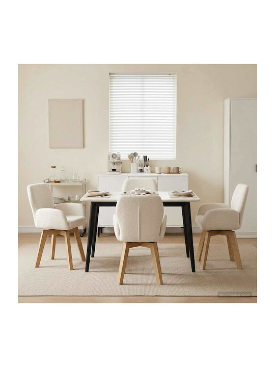 Dining Armchairs With Beige Fabric Upholstery 4...