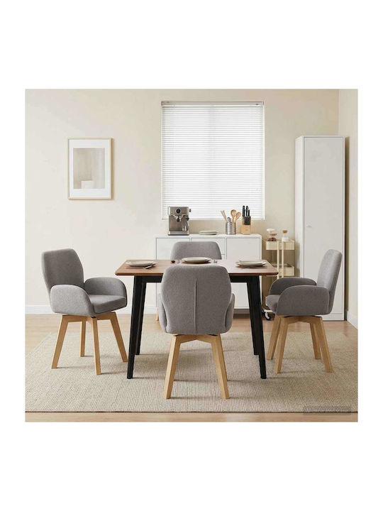 Dining Armchairs With Grey Fabric Upholstery 4 ...