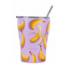Estia Coffee Mug Save The Aegean Recyclable Thermos Stainless Steel BPA Free 350ml Banana Mood with Straw Estia Coffee Mug Save The Aegean Recyclable Thermos Stainless Steel BPA Free 350ml Banana Mood with Straw
