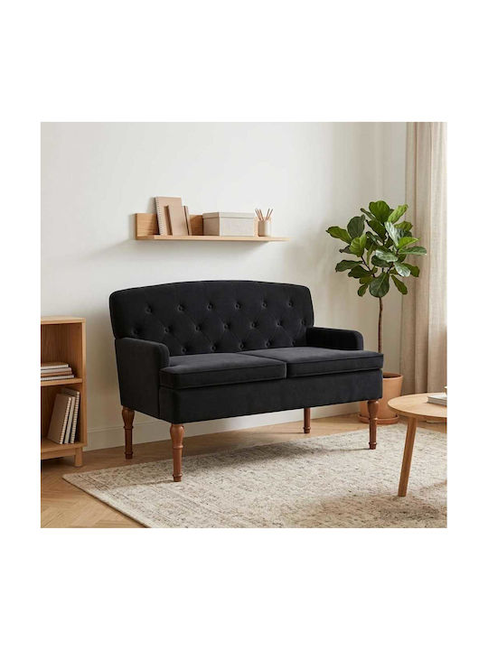 Canapea Cu Două Locuri Catifea Neagră 111x65x79cm