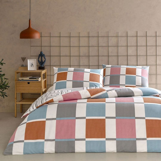 Tac Set Huse Pentru Pilote 100% Bumbac 160x200cm Simplă Cu Față De Pernă & 1 Cearșaf Albastru