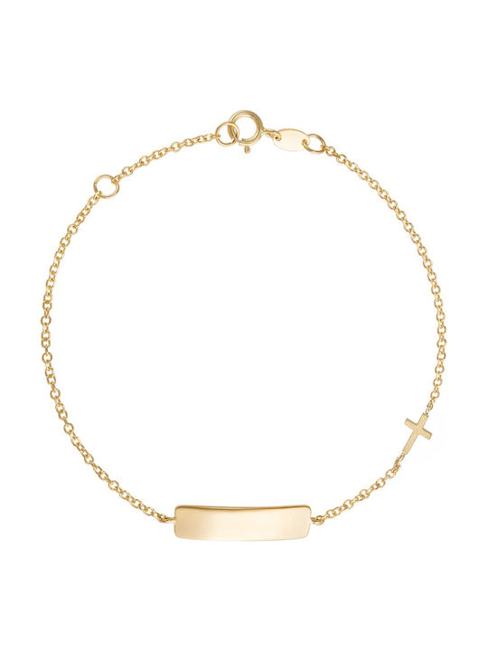 Kinderarmband Identitätslabel It aus 14K Gold mit Kreuz