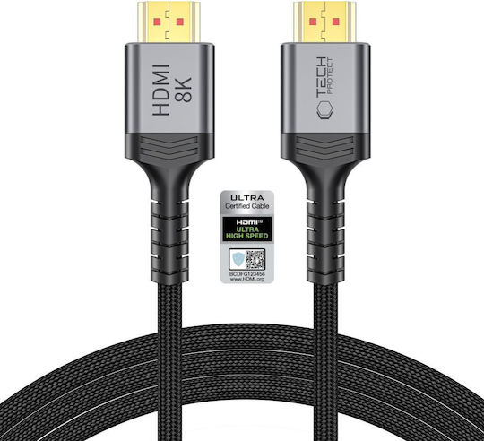 Tech-Protect HDMI 2.1 Ultra High Speed 48Gbps 4K 120Hz HDR VRR Cable HDMI Male - HDMI Male 2m Black