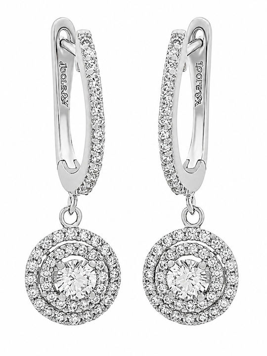 Jools Men's Silver Hoop Earrings Gold Plated with Stones
