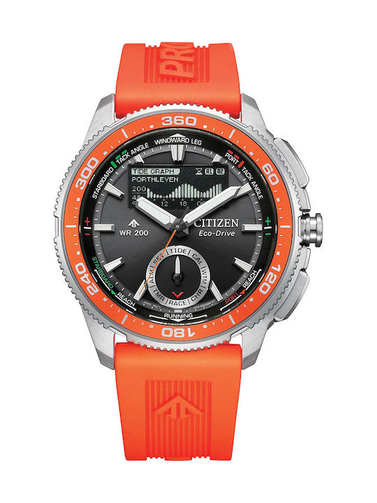 Citizen Eco-Drive Men's Battery Watch with Orange Rubber Strap