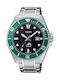 Casio Herrenuhren 44mm Batterie mit Silber Metall-Armband