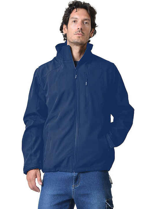 Ergo Μπουφάν Εργασίας Softshell Ψύχους με Αποσπώμενη Κουκούλα Μπλε