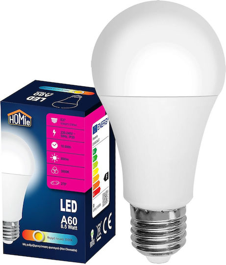 HOMie LED Glühbirne 8,5W für E27 Fassung Warmes Weiß 800lm