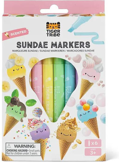 Tiger Tribe Μαρκαδόροι Υπογράμμισης Ice Cream Scented Σετ 6τμχ