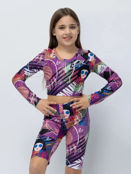 Kinderoberteile Crop Top Langärmelig Violett Seen