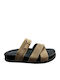 Damen Flache Sandalen Khaki