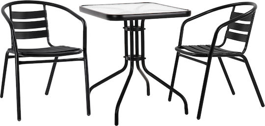Garten- und Outdoor-Möbelsets Τραπεζαρίας Εξωτερικού Χώρου Laura 3 Stück Μαύρο