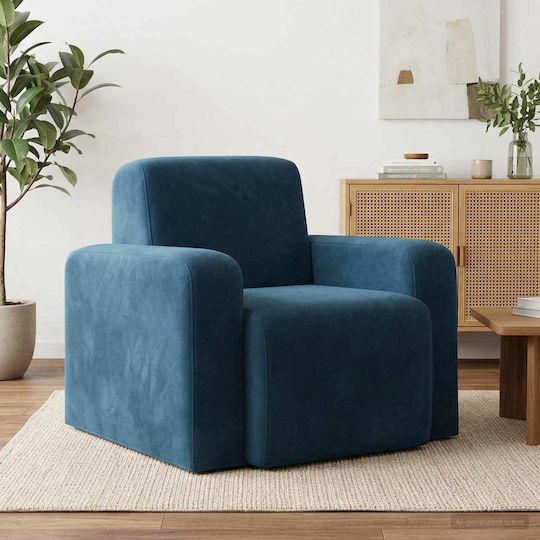 Sessel Samt Blau 88x90x77cm
