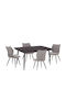 Set de sufragerie Gaff cu 4 scaune 160x80cm