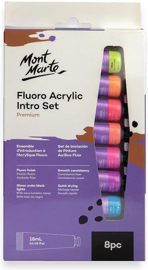 Mont Marte 8 Acrylfarben 18ml Phosphor Farben