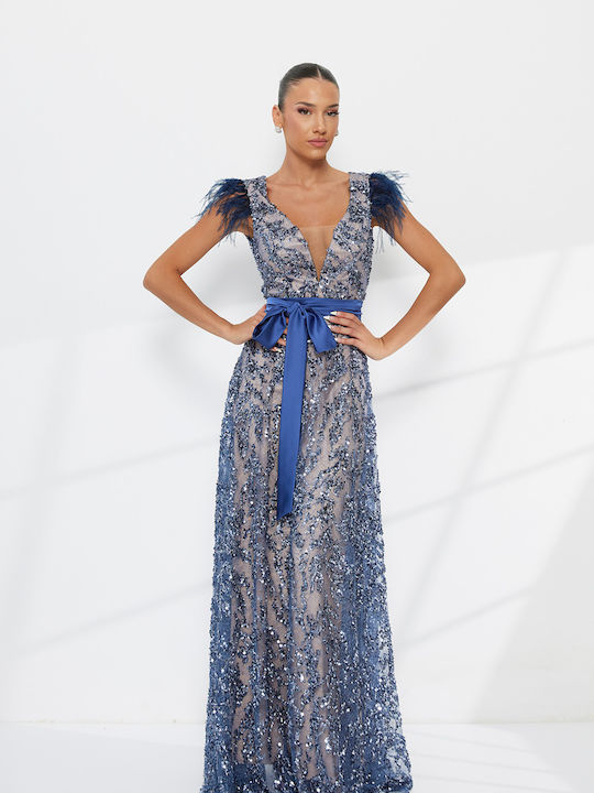 Rochie Maxi de Seara de Vară Jupon Satin Pene