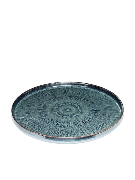 Shallow Blue Ceramic Plate with Diameter 27cm