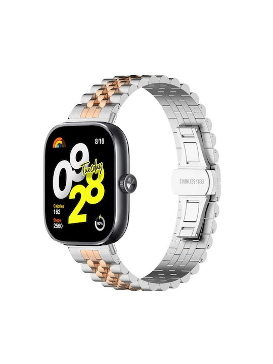 Xiaomi Redmi Watch 6 5 4 Xiaomi Redmi Watch 4 Xiaomi Smart Band 9 Pro Metal Strap Butterfly Buckle Five Beads Silver Rose Gold A