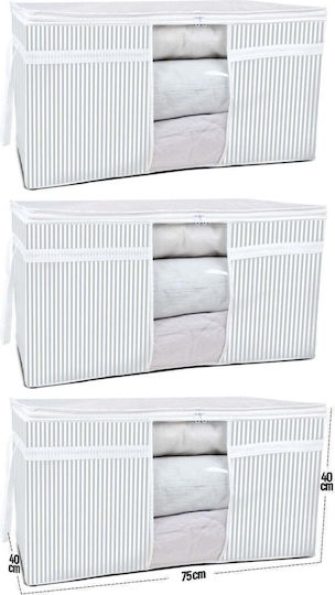 SteweHome Storage Case for Blanket/Duvet / Clothes in White Colour 75x40x40cm 3pcs