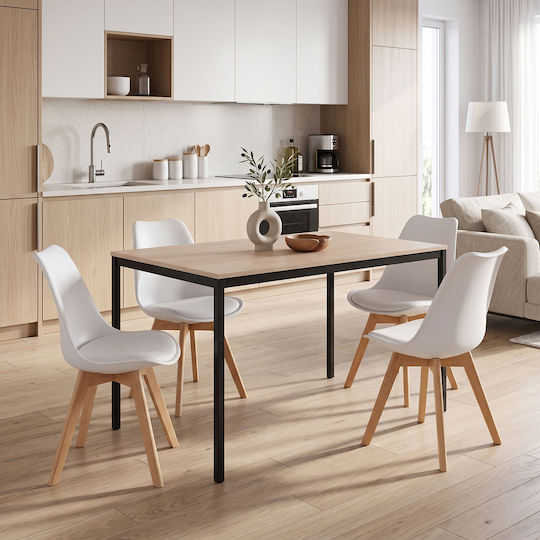 Dining Room Set Gaston with 4 Chairs 120x75cm