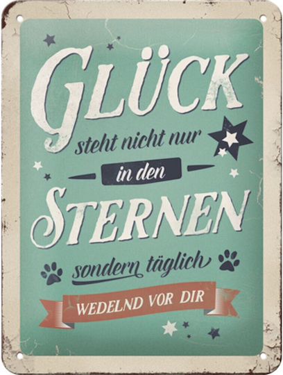 Nostalgic Art 3D Декоративна Табела Pfotenschild Gluck In Den Sternen Ръчно Изработена От Метал 20x15см
