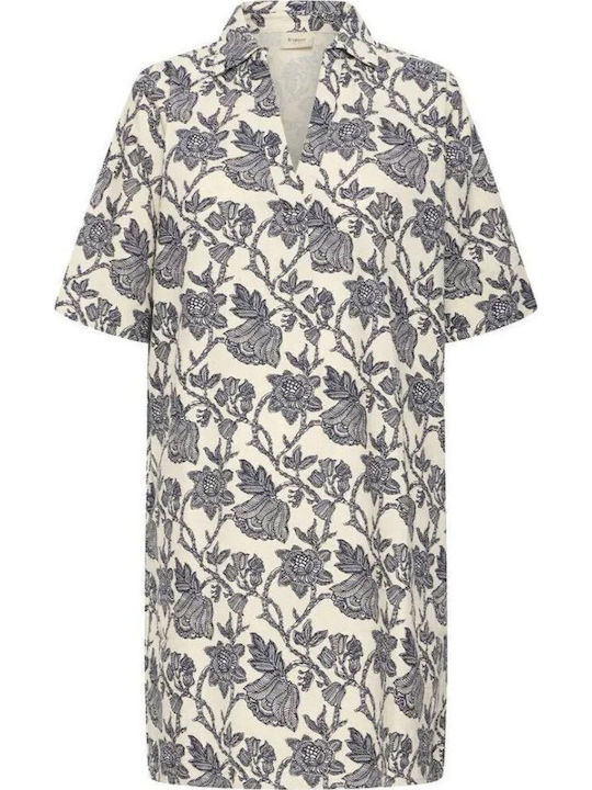 Summer Mini Dress Blue-cream