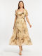Sommer Maxi Damenkleid Beige