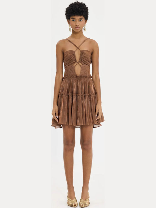Rochii De Vară Pentru Femei Mini Rochie Satin Maro