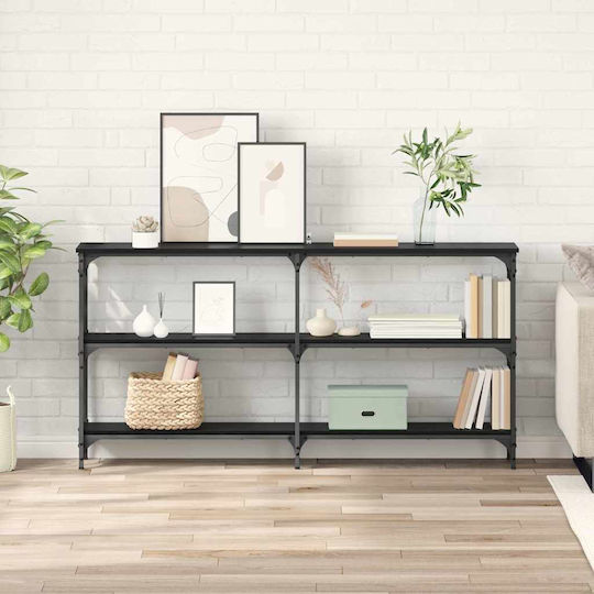 Console Table of Wood & Metal Black Beech L150xW29xH75cm