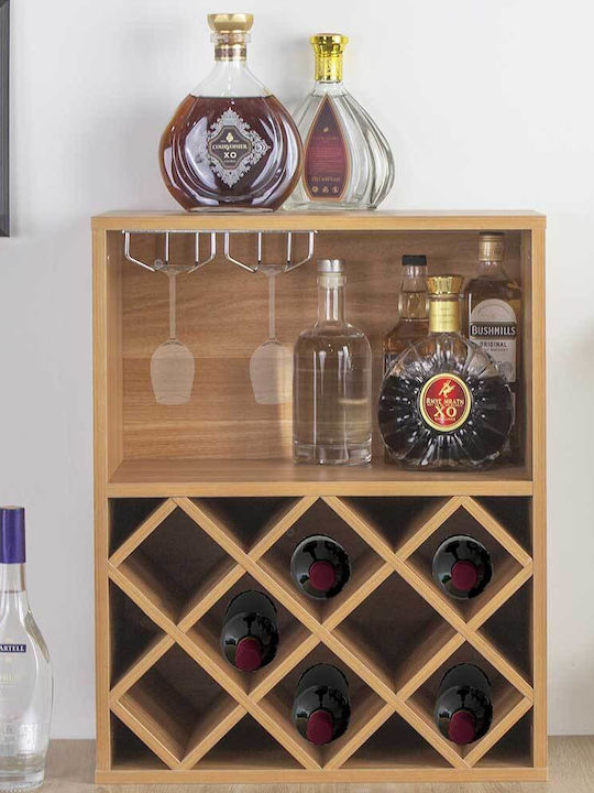 Bakaji Free Standing Wooden Wine Rack for 8 Bottles Brown 51x28x63cm
