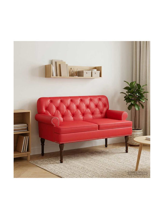 Two-Seater Velvet Red Couch 120x65x77cm