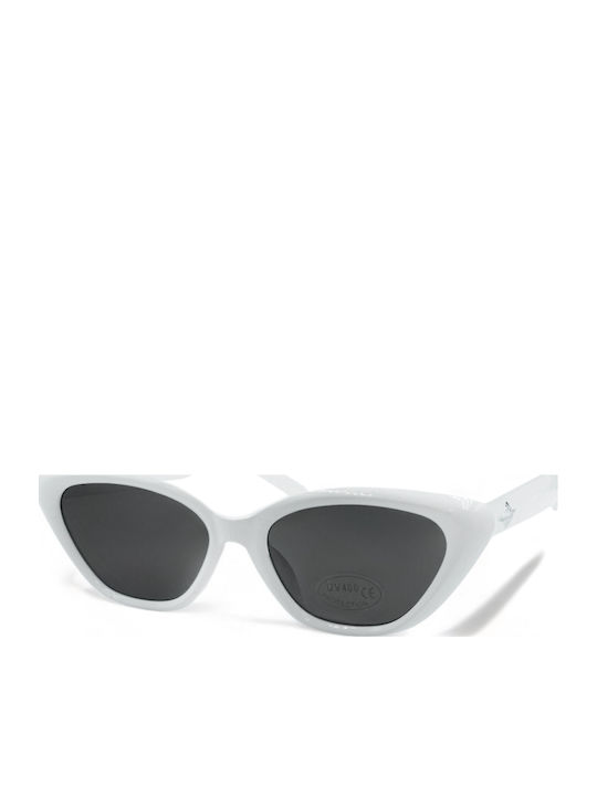 Riverio Women’s Sunglasses with White Horn-Rimmed Frame and Black Lens F9920-3