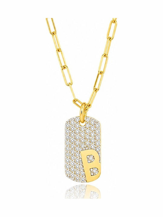 Jools Necklace Talisman Monogram B Gold Plated Silver With Zircon