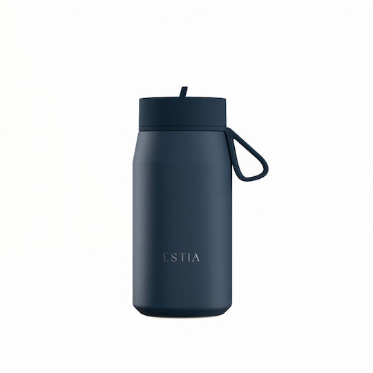 Estia Pulse Save the Aegean Recyclable Thermos Bottle Stainless Steel BPA Free 360ml Indigo