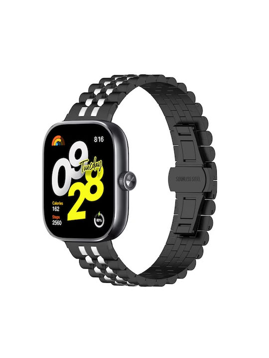 Xiaomi Redmi Watch 6 5 4 Xiaomi Redmi Watch 4 Xiaomi Smart Band 9 Pro Metal Strap Butterfly Buckle Five Beads Black Silver B