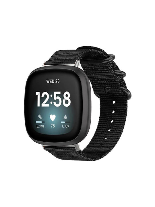 Fitbit Versa 2 Versa Versa Lite Xdfind Ring Buckle Nylon Canvas Watch Band Μαύρο